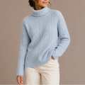 Women's Chunky Cable Knit Turtleneck Sweater for Winter-Unica Milano