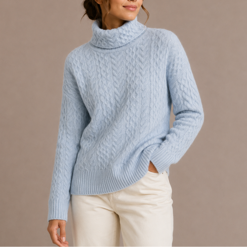 Women's Chunky Cable Knit Turtleneck Sweater for Winter-Unica Milano