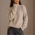 Women's Textured Turtleneck Sweater – Cozy Winter Knit Jumper-Unica Milano