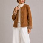 Women's Faux Suede Autumn Jacket with Shearling Detail-Unica Milano