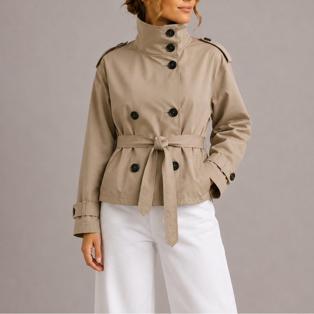Women's Belted Cropped Trench Coat-Unica Milano
