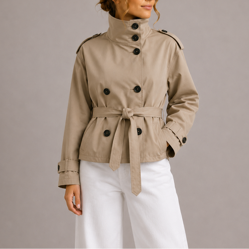 Women's Belted Cropped Trench Coat-Unica Milano