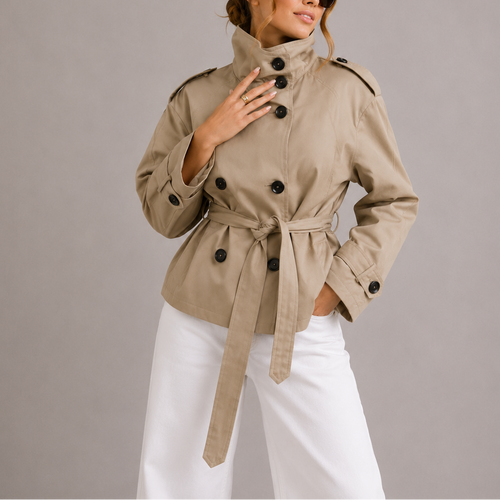 Women's Belted Cropped Trench Coat-Unica Milano
