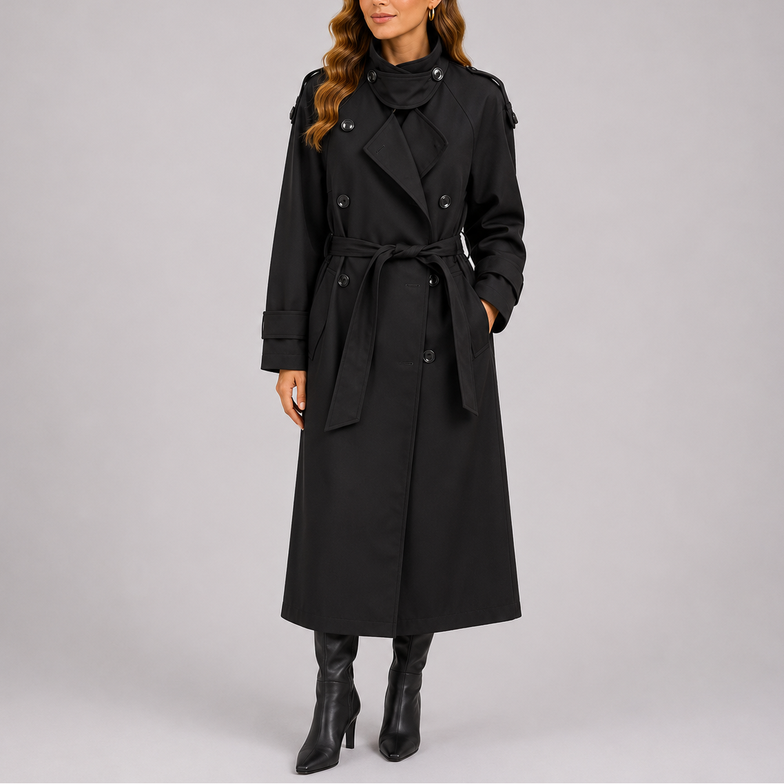 Women's Stylish Tailored Trench Coat with Waist Belt-Unica Milano