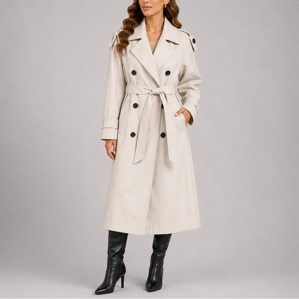 Women's Stylish Tailored Trench Coat with Waist Belt-Unica Milano