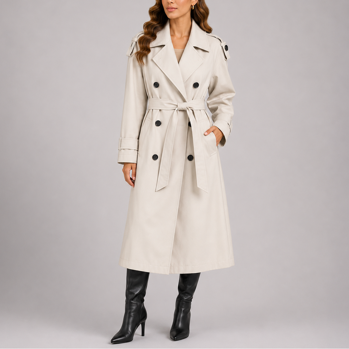 Women's Stylish Tailored Trench Coat with Waist Belt-Unica Milano