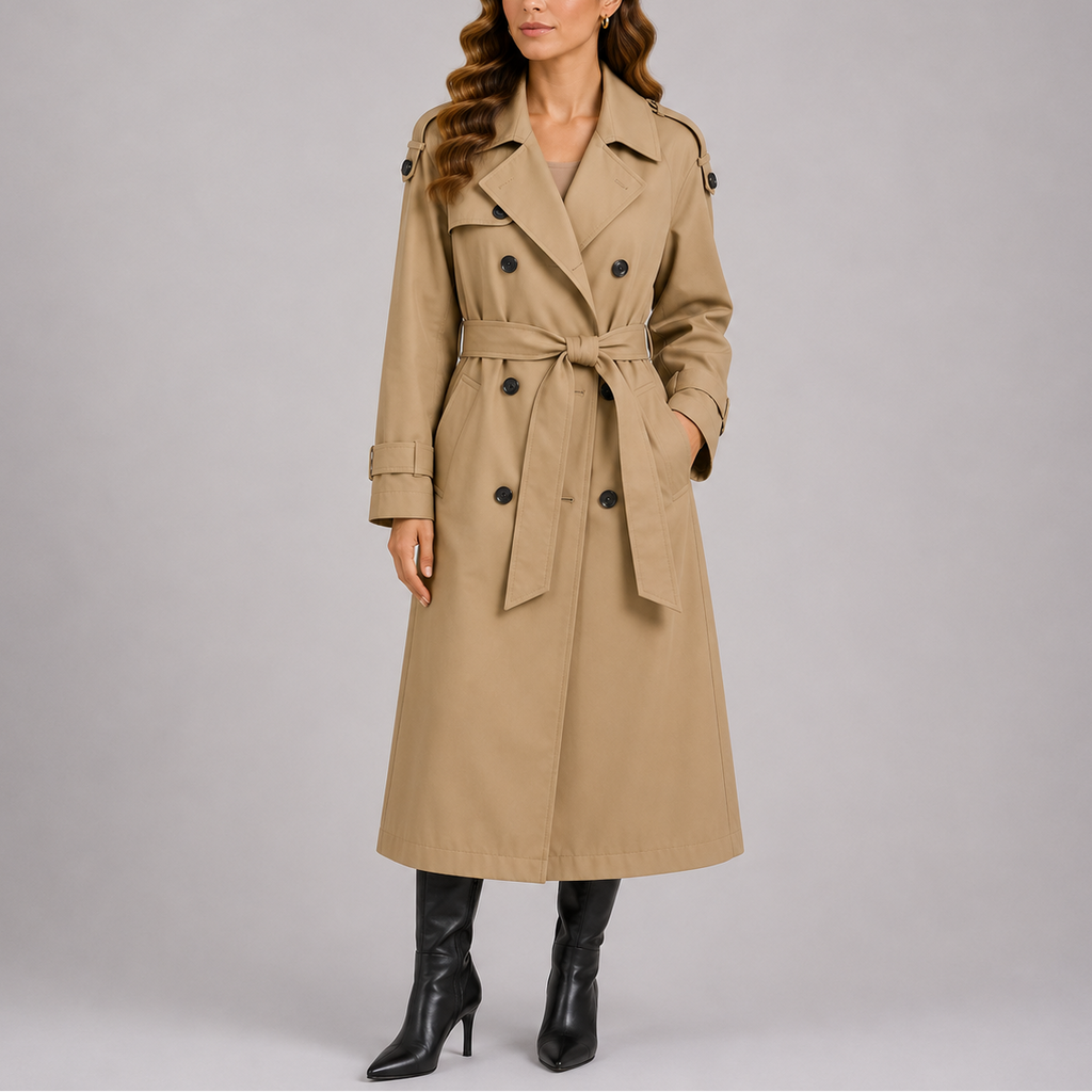 Women's Stylish Tailored Trench Coat with Waist Belt-Unica Milano