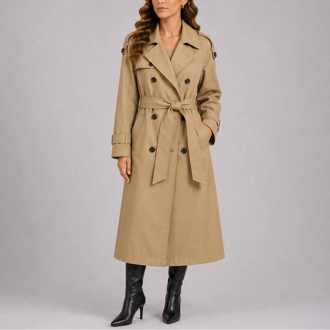 Women's Stylish Tailored Trench Coat with Waist Belt-Unica Milano